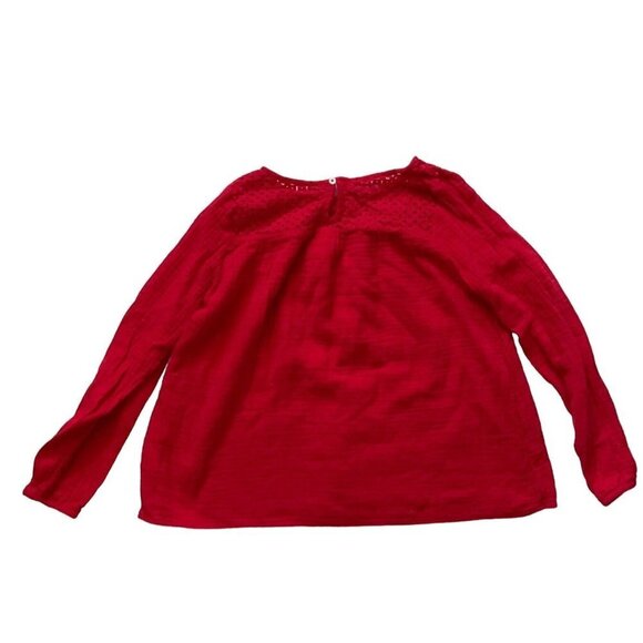 Cat & Jack crochet crew neck red pullover tunic blouse Girls 10/12 - Picture 2 of 4